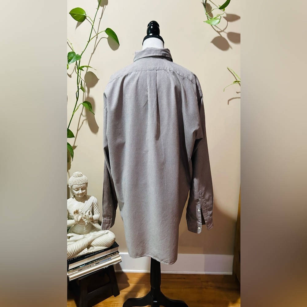 Men’s Ralph Lauren Plaid Long Sleeved Button-Down Brown & White Shirt - Picture 2 of 15